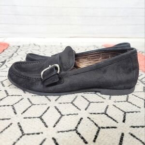 AGL Attilio Giusti Leonbruni Black Suede Buckle Loafers, sz 37.5